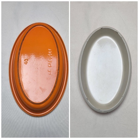 Vintage 1950s Le Creuset Orange Enamel Cast Iron Oval Baker Baking Oven Dish 40